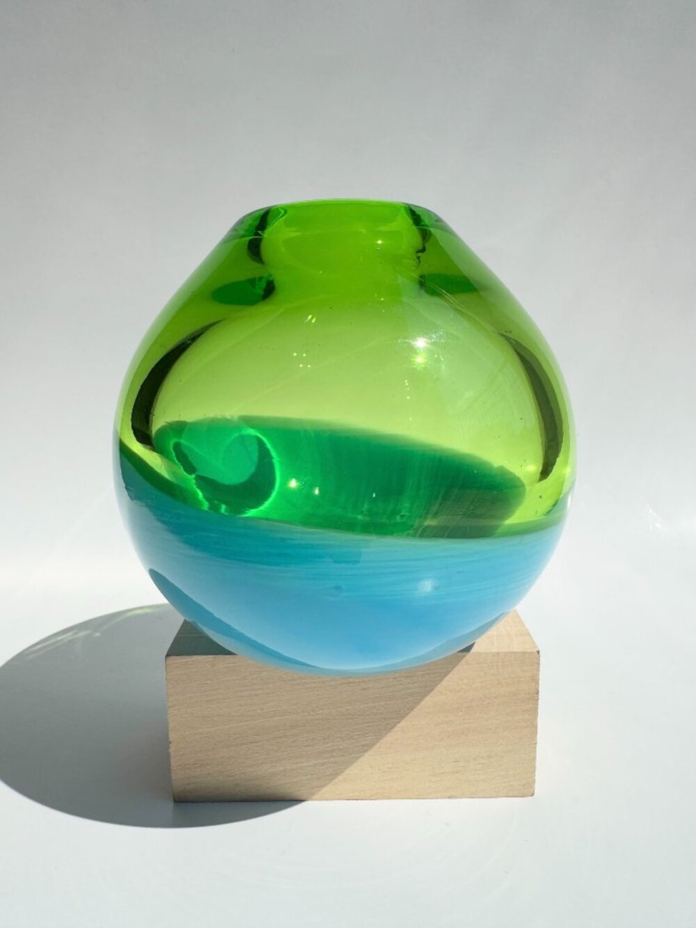 Ball Glass Bud Vase Blue & Green - Picture 13 of 17